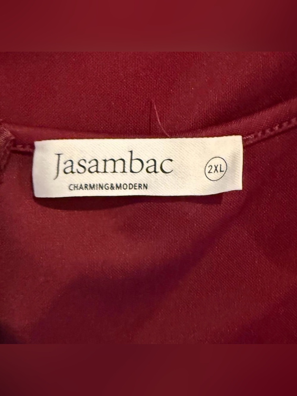 Jasambac Square-Neck Peplum Blouse in Deep Wine - Picture 3 of 7